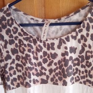 Vanilla Bay Cream and Brown Leopard Print Long Sleeve Top